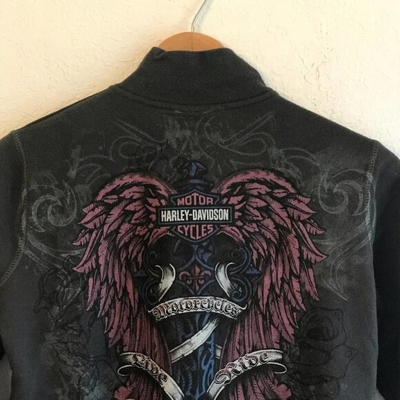 Harley Davidson S turtleneck sweater zip up black - Picture 7 of 8